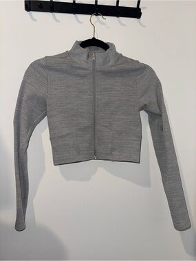 Forever 21 Gray Cropped Zip-Up Sweatshirt